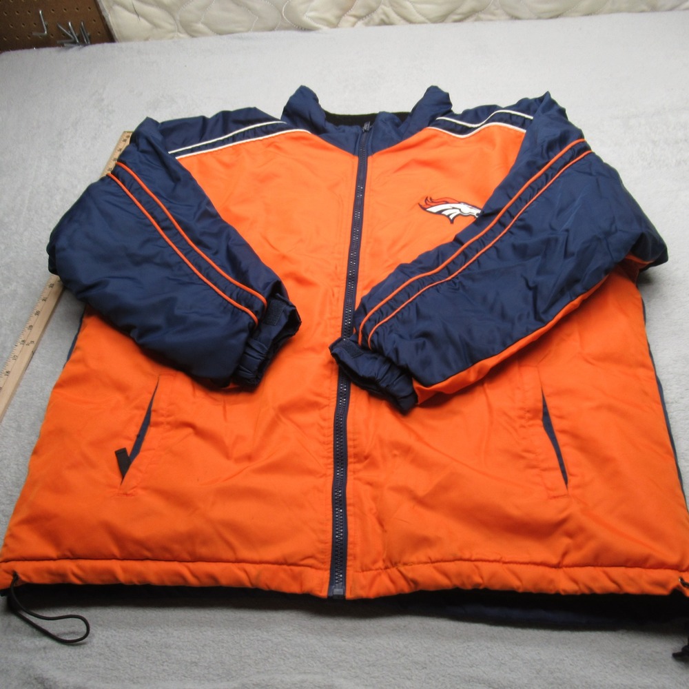 Denver Broncos Jacket Mens XXL Pro‎ Player NFL Orange Full Zip Football VTG